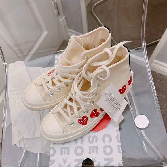 NWT ❤️ Converse Comme des Garcons PLAY Chuck Taylor All Star 70 High Multi Heart - Picture 5 of 12